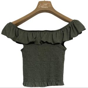 SM•NWT•STREETWEAR SOCIETY•OFF THE SHOULDER CROP TOP W RUFFLES•